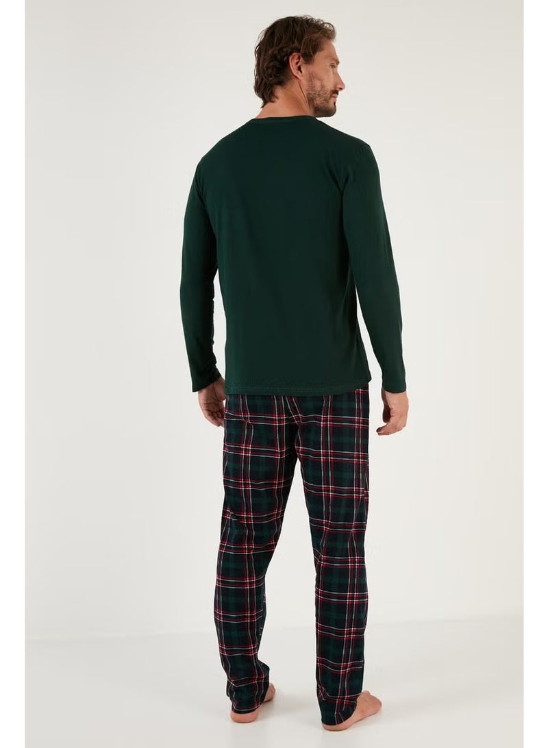 Buratti Plaid Pocket Elastic Waist 100% Cotton Regular Fit Pajama Set Men's Pajama Set 6572001 - Image 5